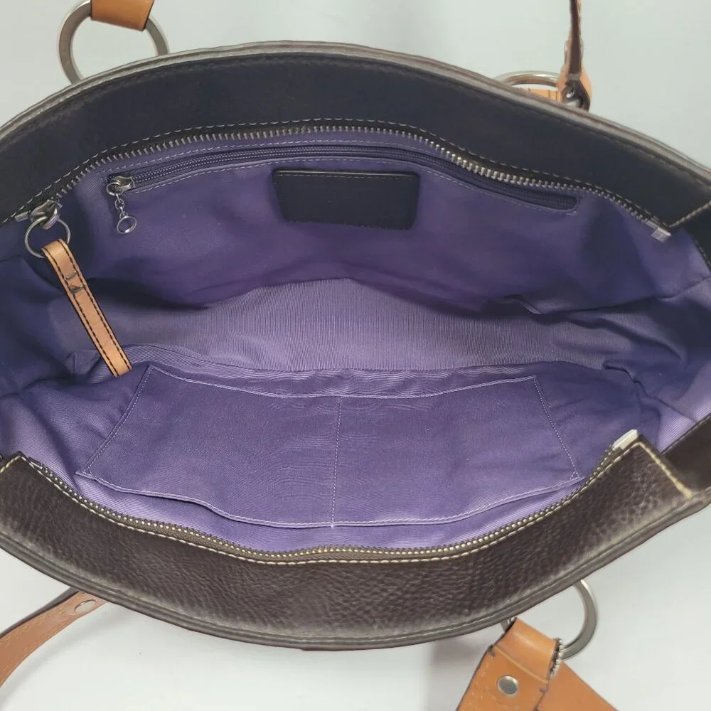 Coach Chelsea Women's Brown Pebbled Leather 2 Handles Tote Bag - Picture 7 of 11
